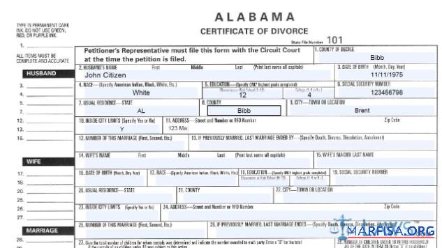 Printable USA Petitioner's Representative divorce certificate template
